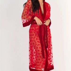 New Honeydew Red Polka Dot Robe
